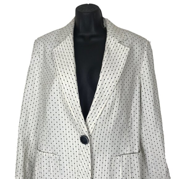 Lafayette 148 One Button Black & White Polka Dot Blazer Size 10 - Picture 3 of 7